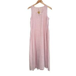 NWT INJIRI RED AND WHITE STRIPE SLEEVELESS COTTON DRESS Size medium (38)